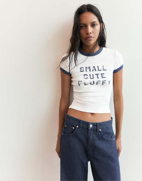 Pull&Bear Lilo & stitch slim fit t-shirt in white - view 1