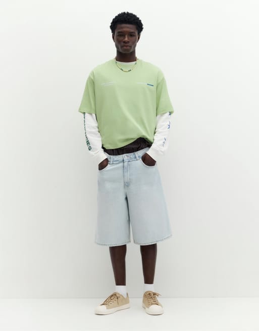 Pull&Bear – Limegrön t-shirt med STWD-tryck, 4 av 4