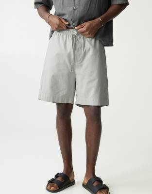 Pull&Bear linen blend jogger bermuda shorts in mint - view 1
