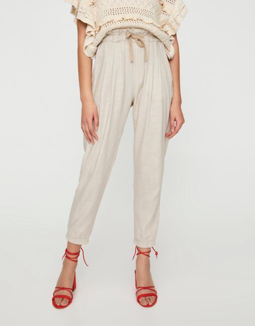 Pull&Bear linen blend jogger in ecru