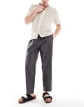 [Pull & Bear] Pull & Bear linen blend pants in charcoal-Grey XL CHARCOAL