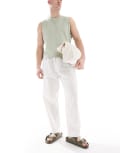 [Pull & Bear] Pull & Bear linen blend pants in white XL WHITE