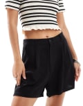 [Pull & Bear] Pull & Bear linen blend shorts in black 4 BLACK