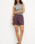 [Pull & Bear] Pull & Bear linen blend shorts in burgundy-Red 4 BURGUNDY