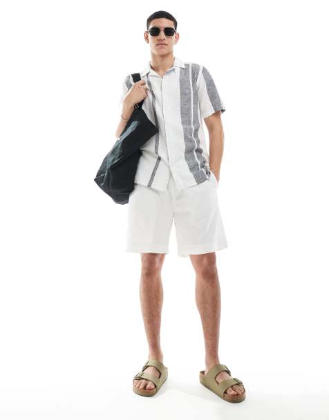 Pull&Bear linen blend shorts in ecru - view 1