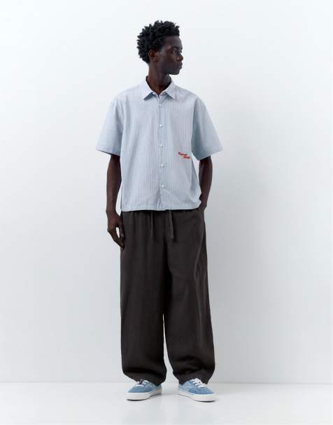 Pull&Bear Linen blend trousers in grey - view 1