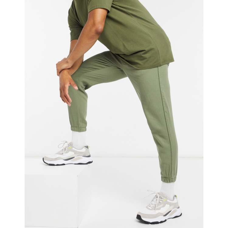 Khaki discount linen joggers