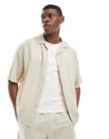 [Pull & Bear] Pull & Bear linen rich shirt in sand-Neutral XS Neutral