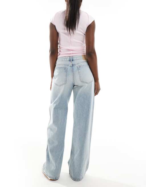Pull&Bear – Ljusblå, baggy jeans med vida ben, 3 av 4