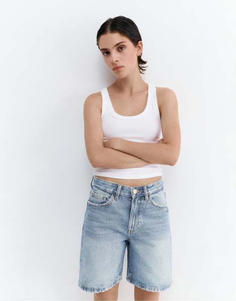 Pull&Bear – Ljusblå bermudashorts i denim - view 1