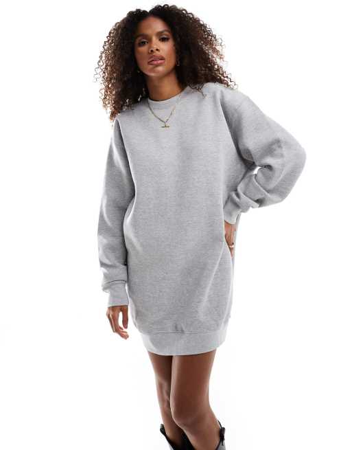 Pull&Bear – Ljusgrå tröjklänning i oversize