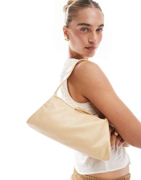 Pull&Bear – Ljusgul, strukturerad axelväska - view 1