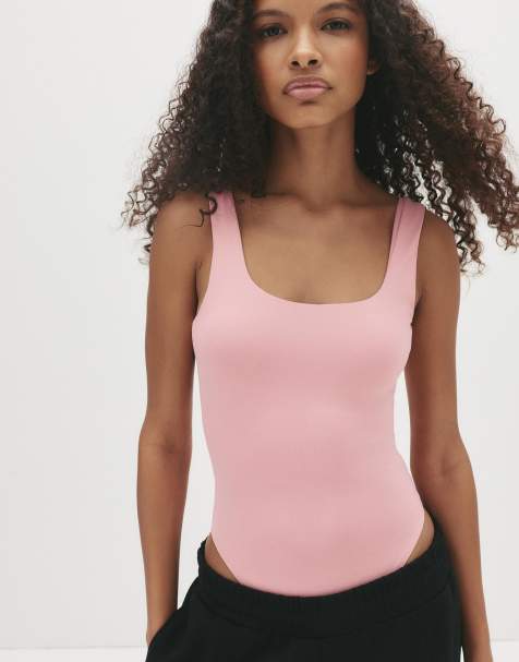 Pull&Bear – Ljusrosa body i polyamid med smala axelband - view 1