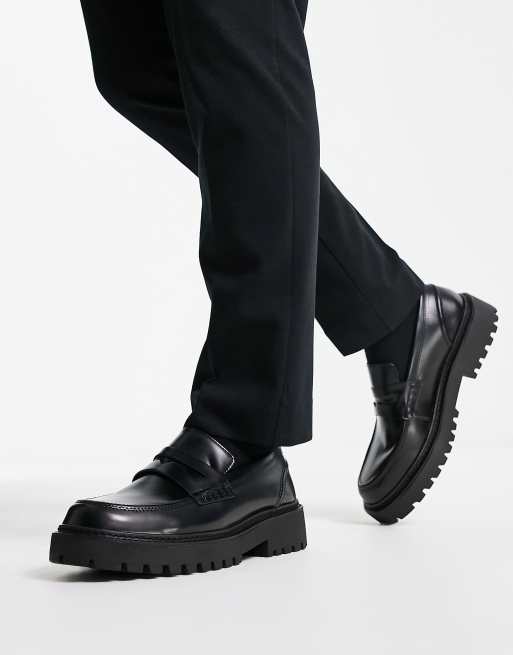 Pull&Bear – Loafer in Schwarz mit dicker Sohle, 2 von 4