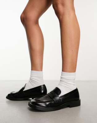 Pull & Bear - Loafer in Schwarz mit eckiger Zehenpartie