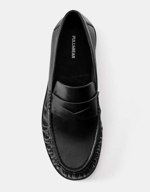 Pull&Bear – Loafer in Schwarz mit Raffung, 3 von 4