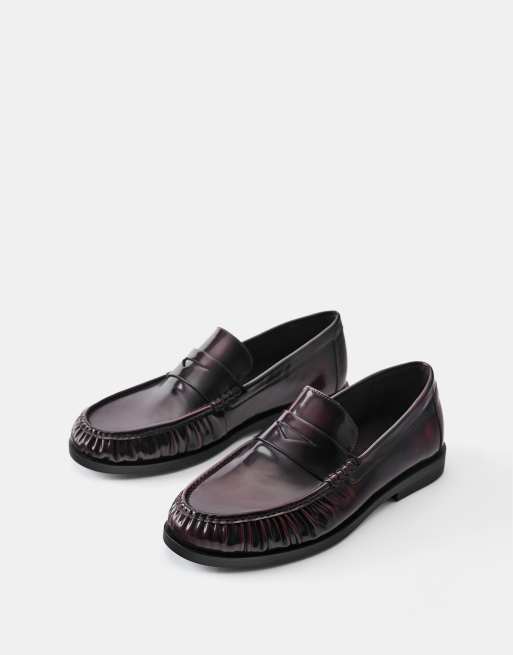 Pull&Bear Loafer mit Raffungen in Burgunderrot, 3 von 5