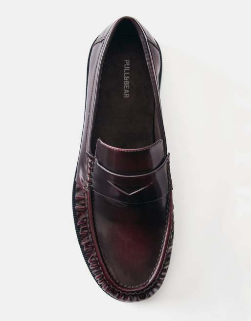 Pull&Bear Loafer mit Raffungen in Burgunderrot, 5 von 5