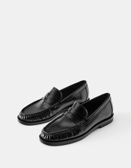 Pull&Bear Loafer mit Raffungen in Schwarz, 2 von 4