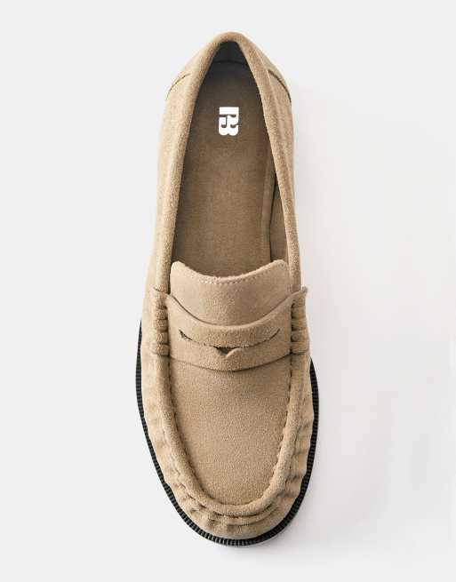 Pull&Bear loafers med rynkad ovandel i brunt, 3 av 4