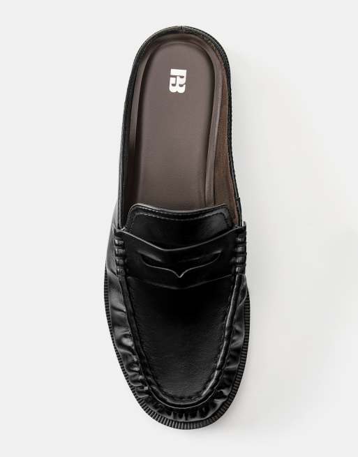 Pull&Bear loafers met plooien in zwart, 3 van 4