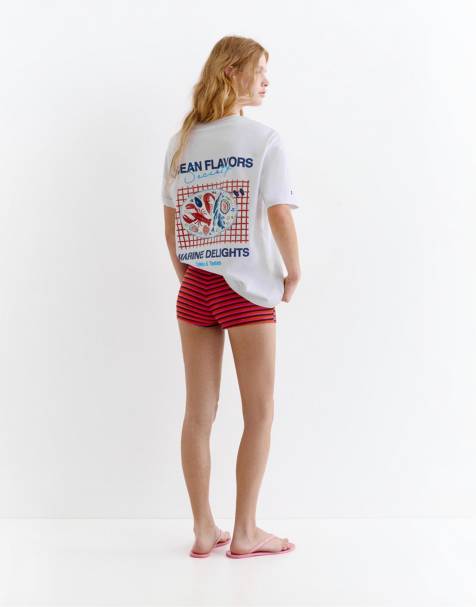 Pull&Bear Lobster graphic t-shirt in ice - view 1