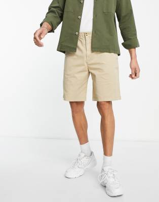 Pull&Bear – Locker geschnittene, elastische Chino-Shorts in Beige