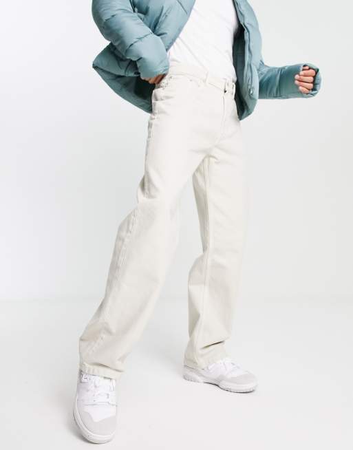 Pull&Bear – Locker geschnittene Jeans in Beige