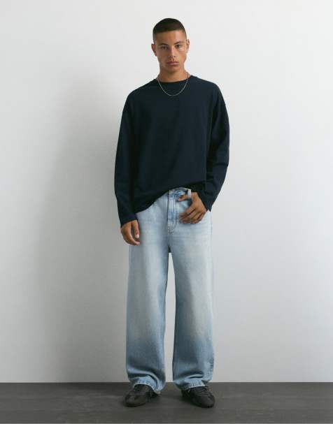 Pull&Bear lockere Baggy-Jeans in hellem Indigo - view 1