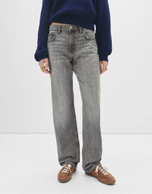 Pull & Bear - Lockere Oversize-Jeans in Grau