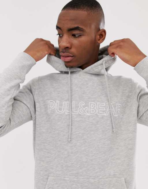 Pull Bear logo hoodie in grey