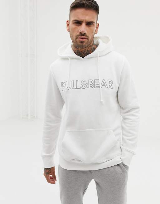 Pull&Bear logo hoodie in white | ASOS