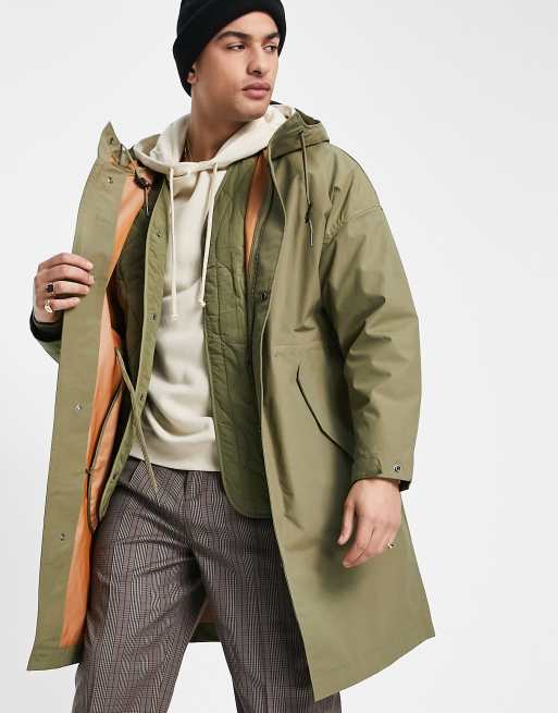 Pull&Bear Borg Lined Parka With Hood In Khaki, $78, Asos