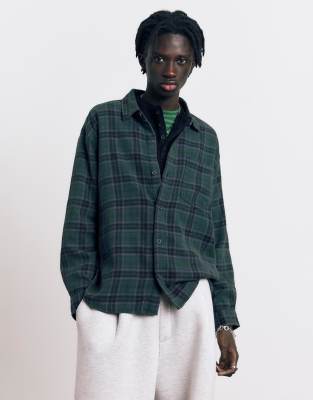 Pull & Bear Long Sleeve Check Shirt In Blue