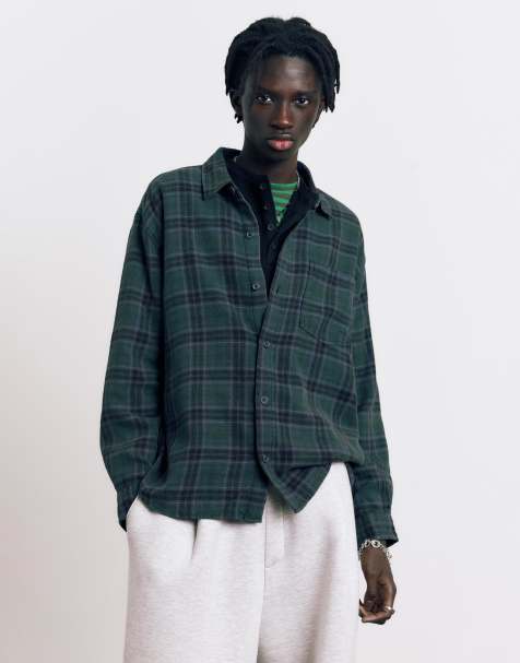 Pull&Bear Long sleeve check shirt in dark blue - view 1