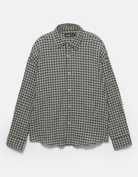 Pull&Bear Long sleeve check shirt in grey - view 1