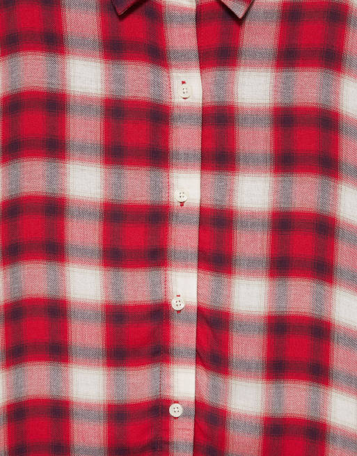 Pull&Bear Long sleeve check shirt in multi, 6 of 7