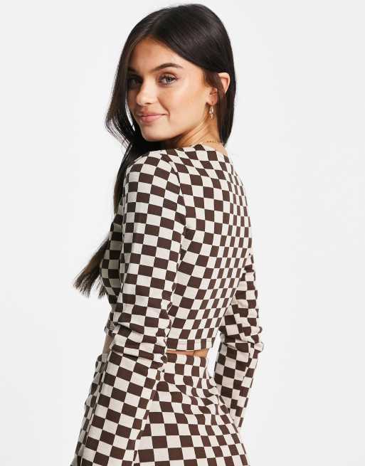 Checkerboard shirt long sleeve cheap