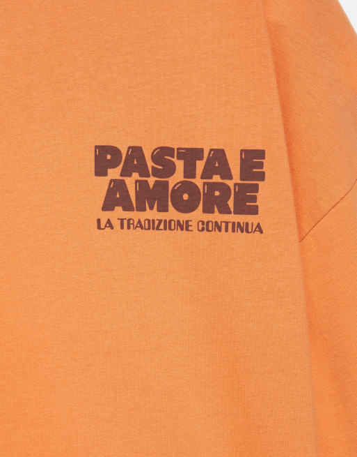 Pull&Bear Long sleeve graphic t-shirt in orange, 6 of 7