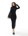 [Pull & Bear] Pull & Bear long sleeve midaxi dress in black XS BLACK