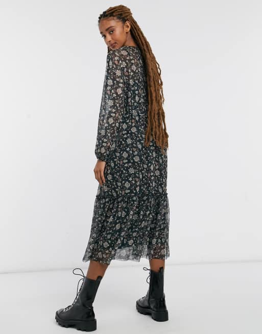 Pull and bear store floral midi dress