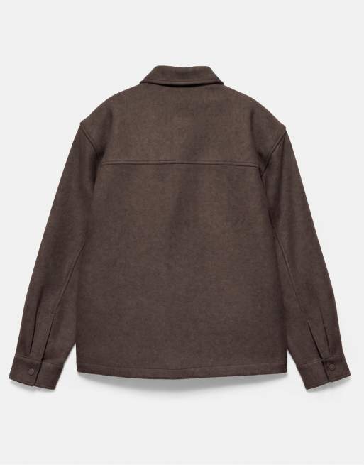 Pull&Bear Long sleeve overshirt in chocolate, 7 of 7