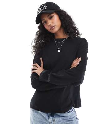 Pull & Bear Long Sleeve Oversized T-shirt In Black