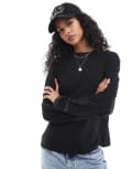 [Pull & Bear] Pull & Bear long sleeve oversized t-shirt in black XS BLACK
