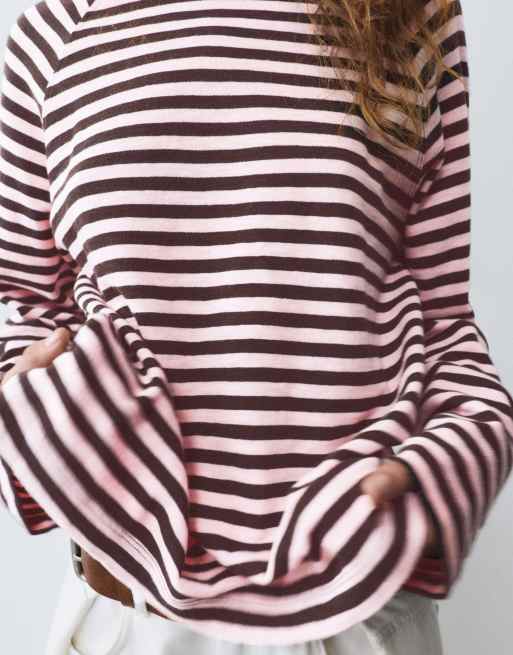 Pull&Bear Long sleeve raglan t-shirt in brown, 3 of 7