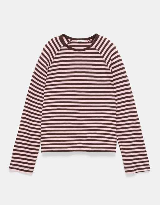 Pull&Bear Long sleeve raglan t-shirt in brown, 6 of 7