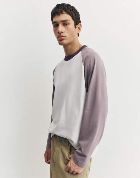Pull&Bear Long sleeve raglan t-shirt in mulberry - view 1