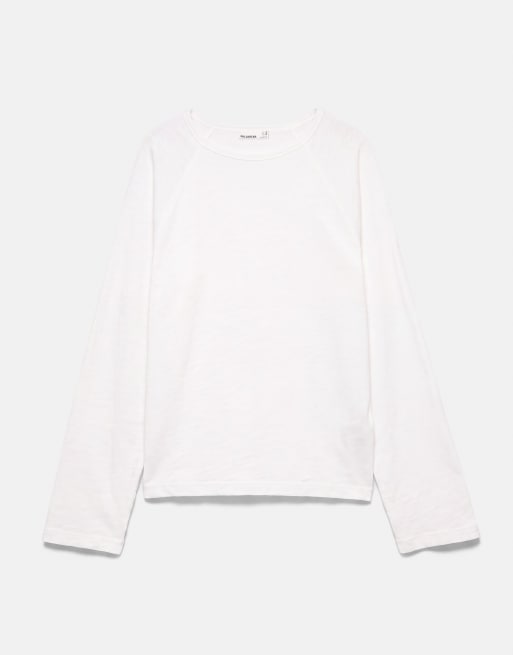 Pull&Bear Long sleeve raglan t-shirt in off white, 6 of 7
