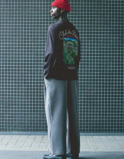 Pull&Bear Long sleeve rugby t-shirt in black, 2 of 6