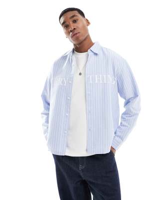 long sleeve striped shirt in blue